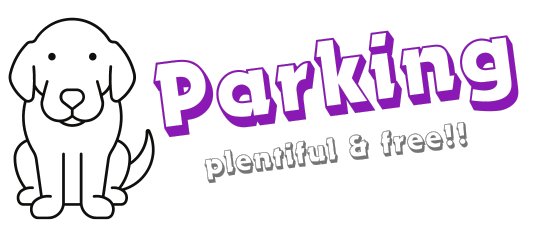 parkig sign with dog graphics